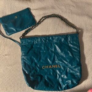 CHANEL Hobo Bag Leather Shoulder Bag with Chain Strap